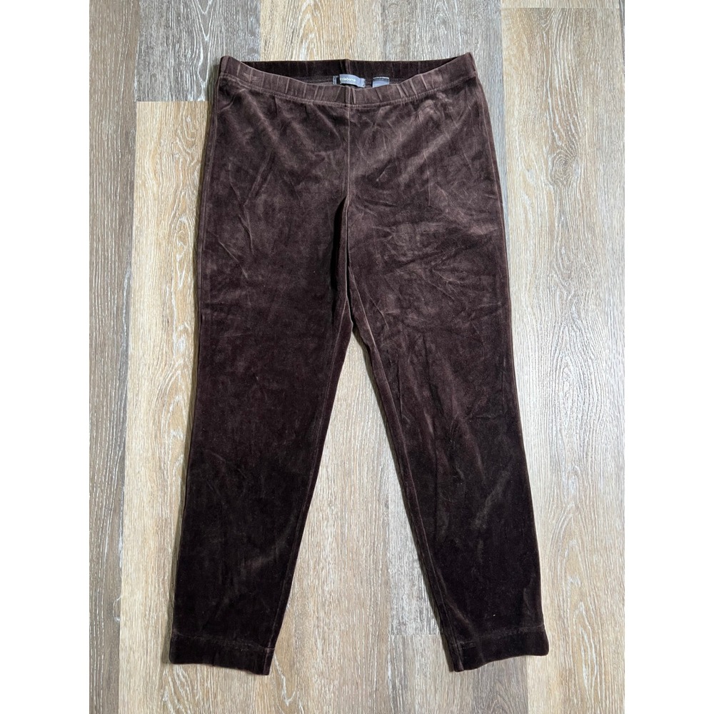 Liz Claiborne Velour Leggings Womensâ Size M Brown Pull On Tapered Pants